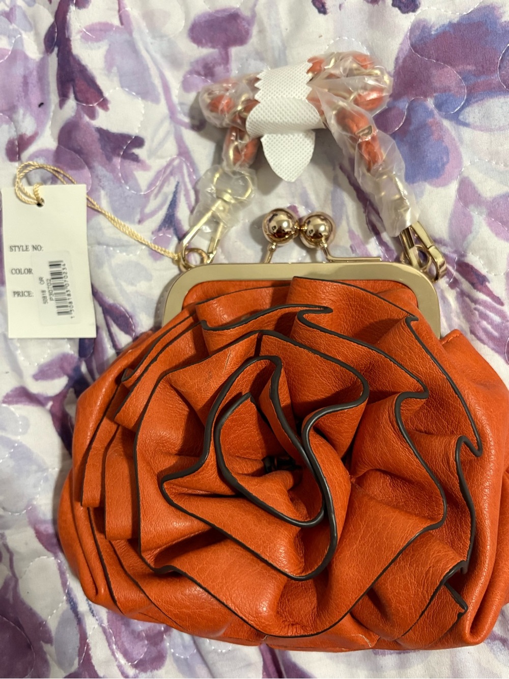 Unique Orange Floral Fold-Front Women’s Clutch